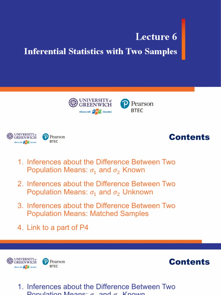 27 - Lecture 6 - Inferential Statistics With Two Samples | PDF ...