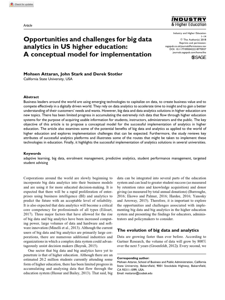 Big Data Analytics in Higher Education | PDF | Analytics | Big Data