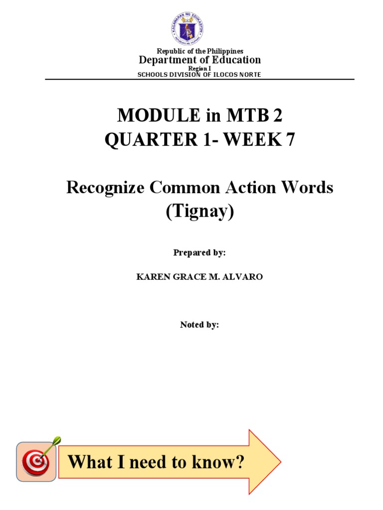MTB 2 Module Action Words | PDF