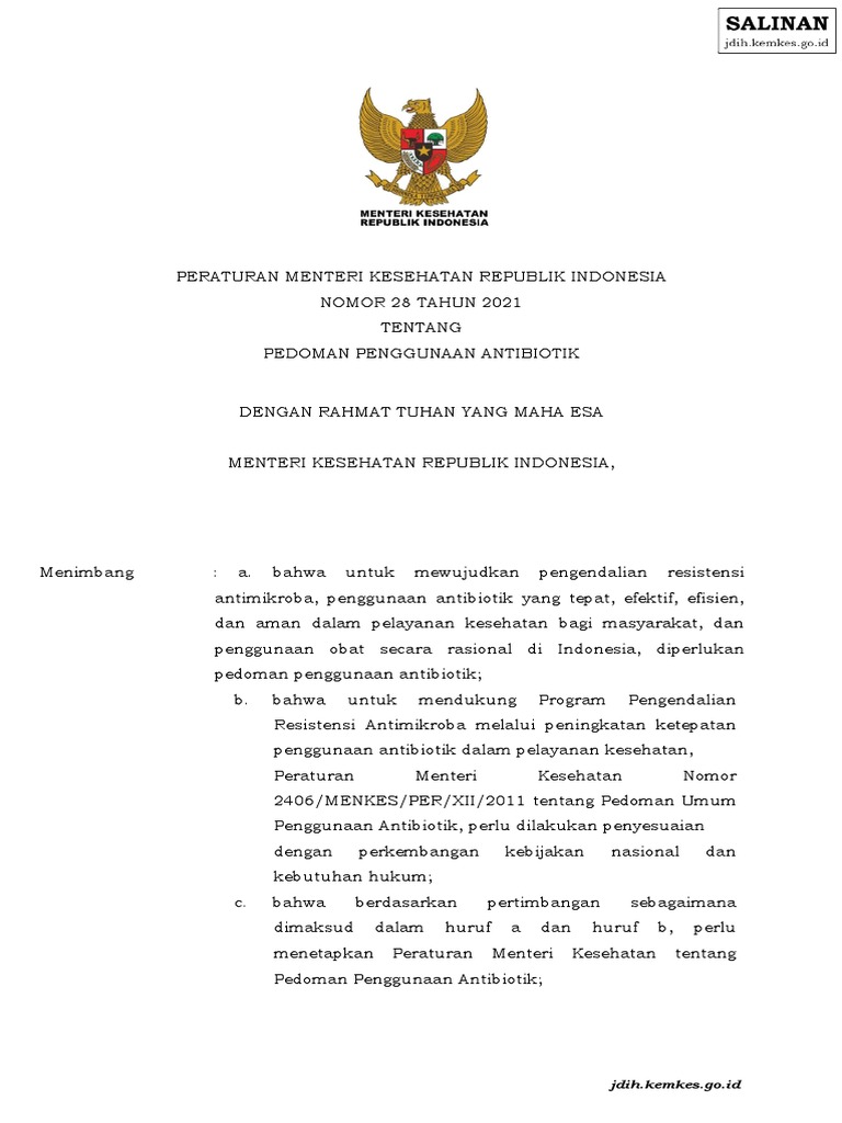PMK 28 Tahun 2021 TTG Penggunaan AB | PDF