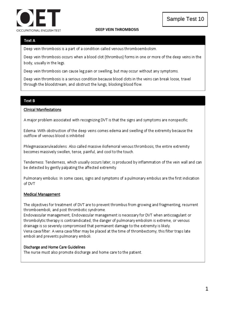 Oet Reading Sample Test For Doctors