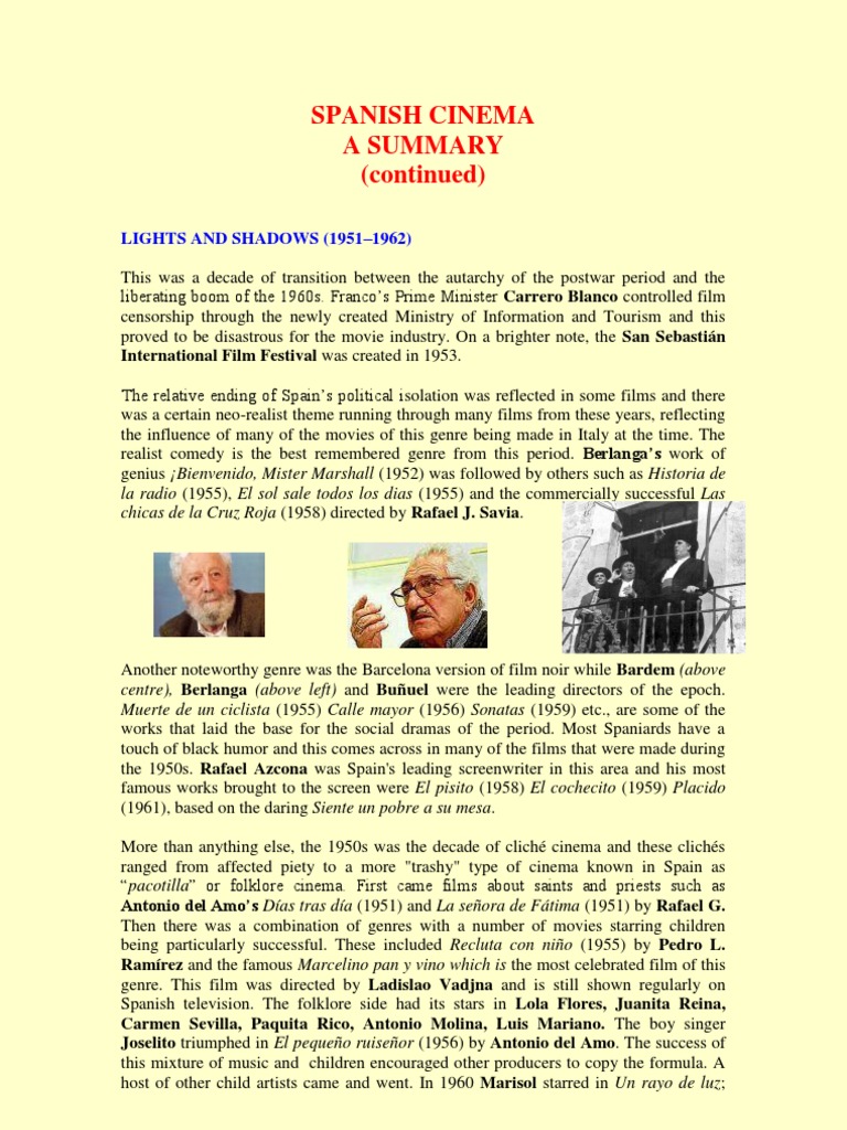 Summary Spanish Cinema Part 2 | PDF | Spain | Cinema