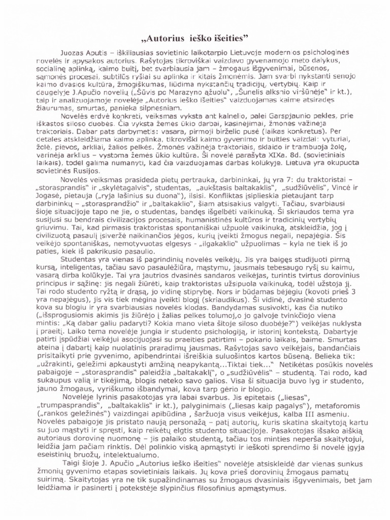 Juozas Aputis - Autorius Ieško Išeities | PDF