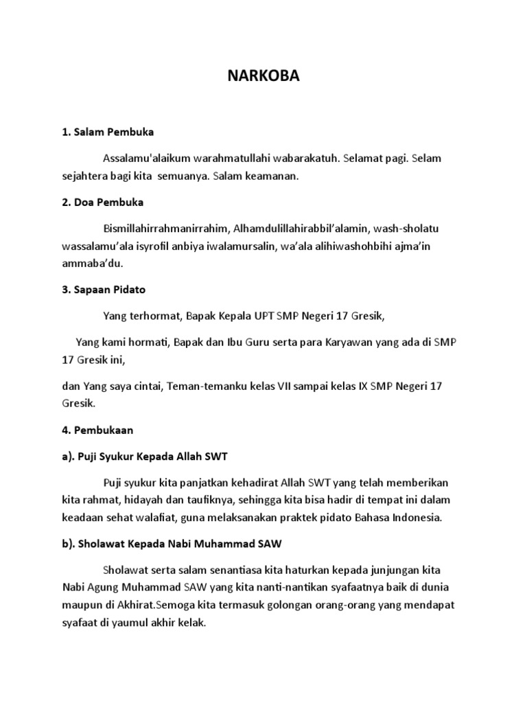 Pidato Tentang Narkoba Beserta Strukturnya PDF