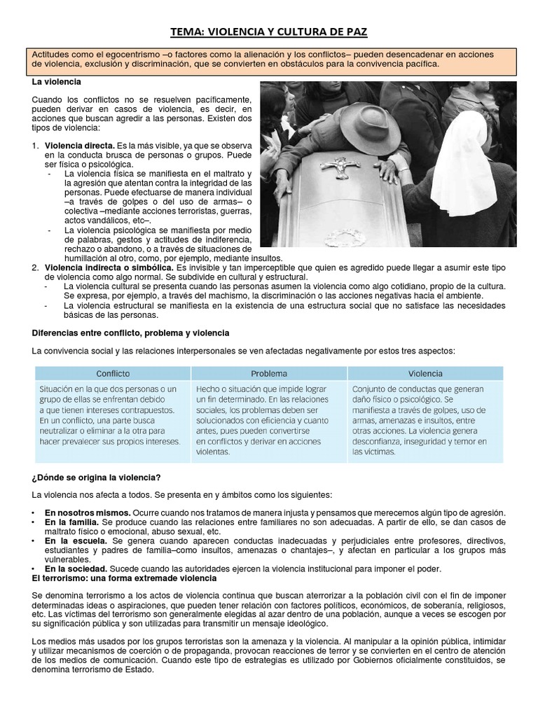 Violencia y Cultura de Paz | PDF | Violencia | Conflicto (proceso)