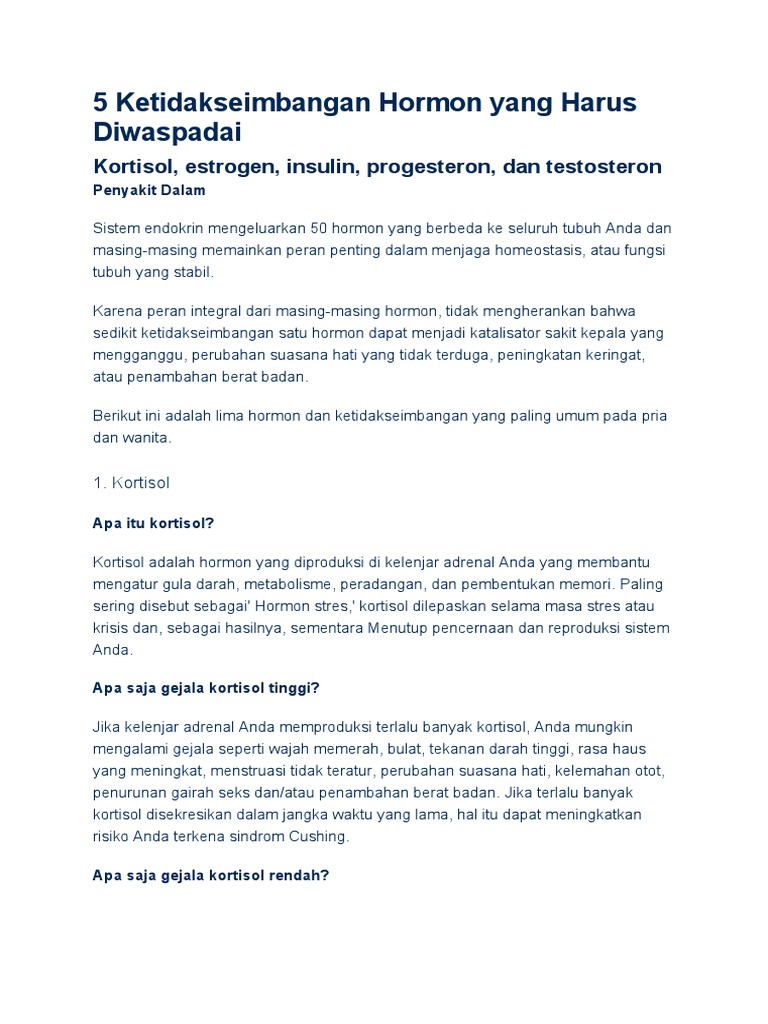 Bagaimana Menjejaskan Ketidakseimbangan Hormon Melalui Kulit