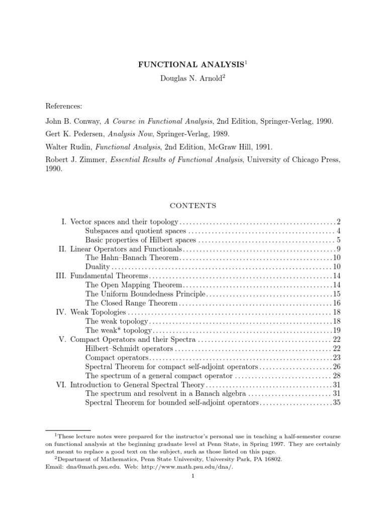 Arnold Douglas Functional Analysis Pdf Basis Linear Algebra