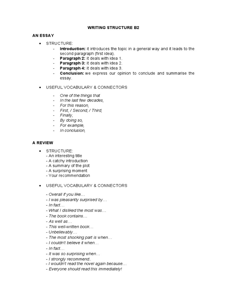 Writing Structure B2 | PDF