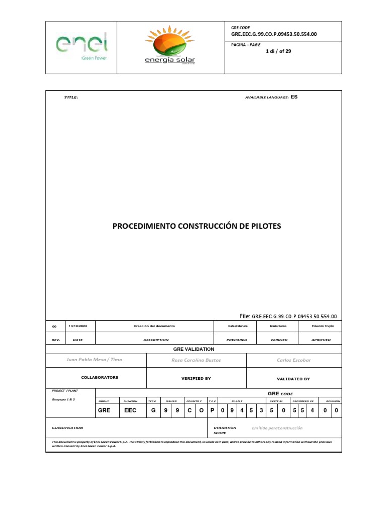 GRE - EEC.G.99.CO.P.09453.50.554.00 Construccion de Pilotes | PDF ...