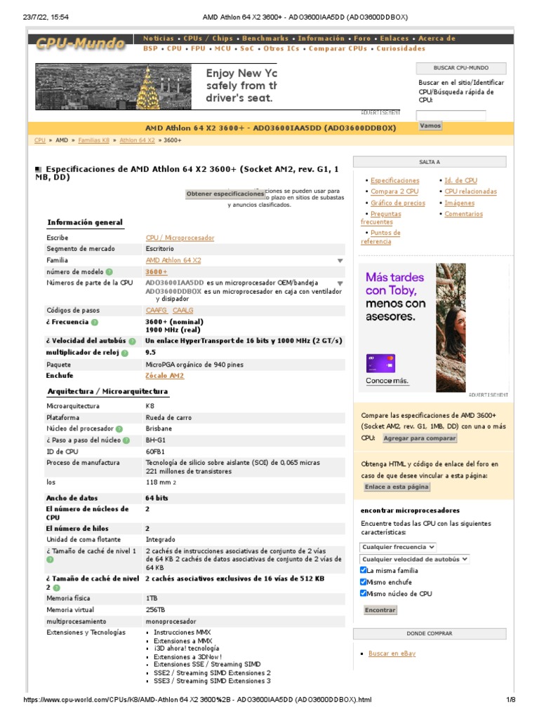 AMD Athlon 64 X2 3600+ - ADO3600IAA5DD (ADO3600DDBOX) | PDF ...
