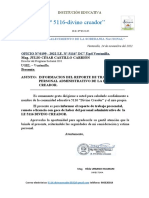 Oficio #0199 - Informacion Del Reporte de Trabajo Del Personal Administrativo de La I.E 5116 Divino Creador.