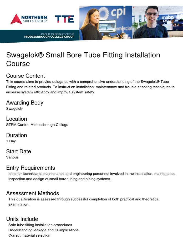 NorthernSkillsGroup Swagelok Small Bore Tube Fitting Installation