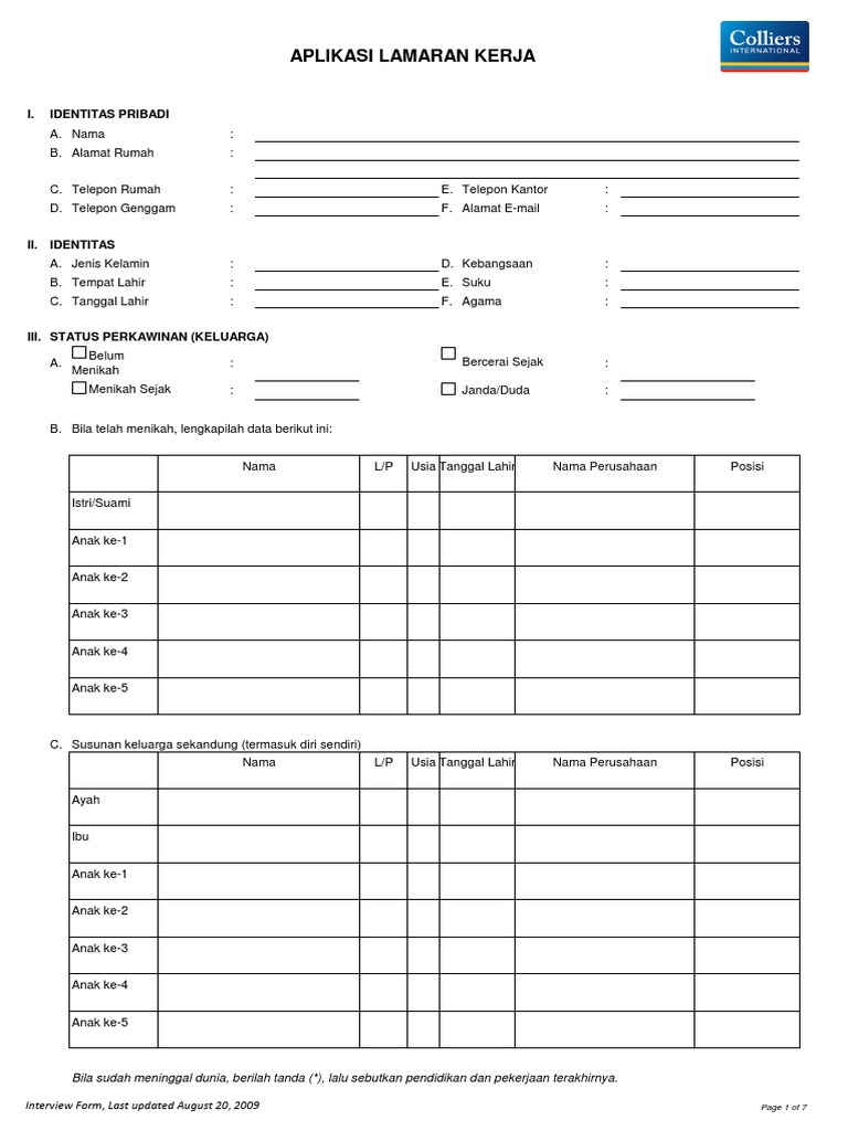 Employment Application Form - Bahasa | PDF
