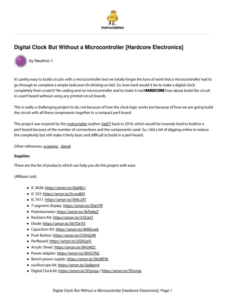 Build a Digital Clock Without Microcontroller | PDF | Electronic ...