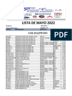 Lista de repuestos GM Daewoo Mayo 2022