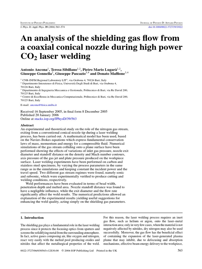 An Analysis of The Shielding Gas Flow FR | PDF | Fluid Dynamics ...