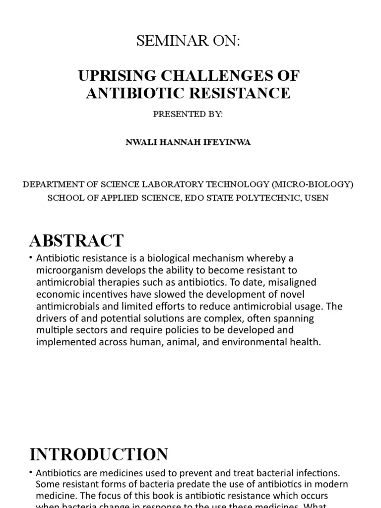 Antibiotic Resistance Presentation Pdf Antimicrobial Resistance