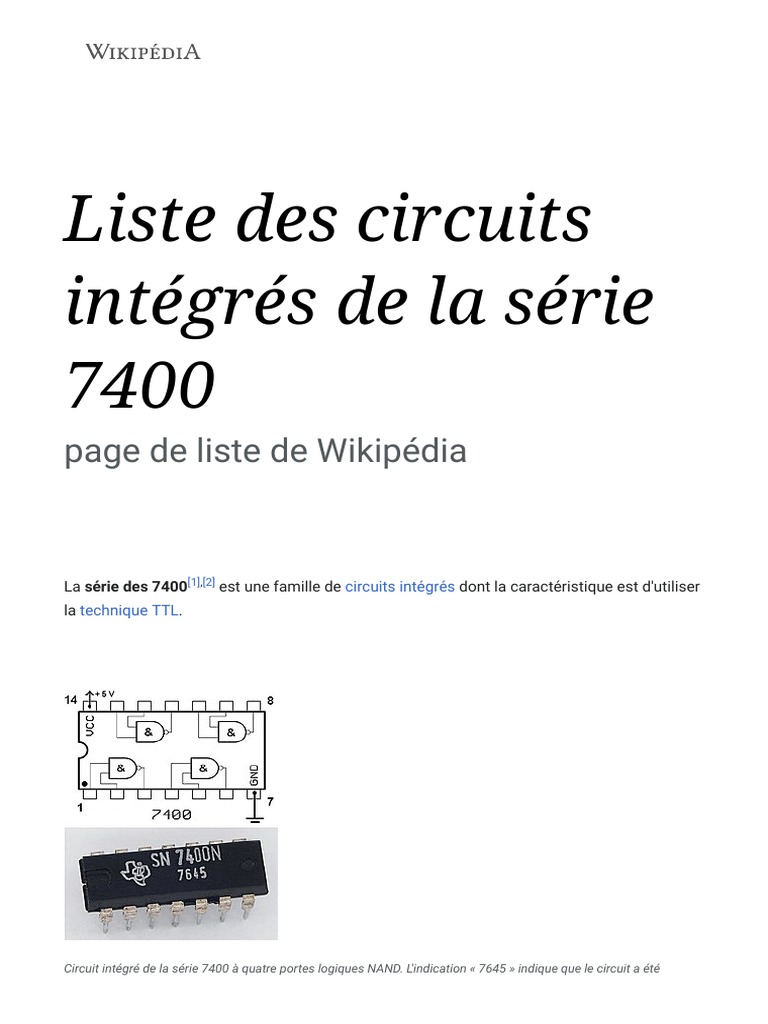 Liste Des Circuits 7400 | Circuits Intégrés 7400 – QTOY