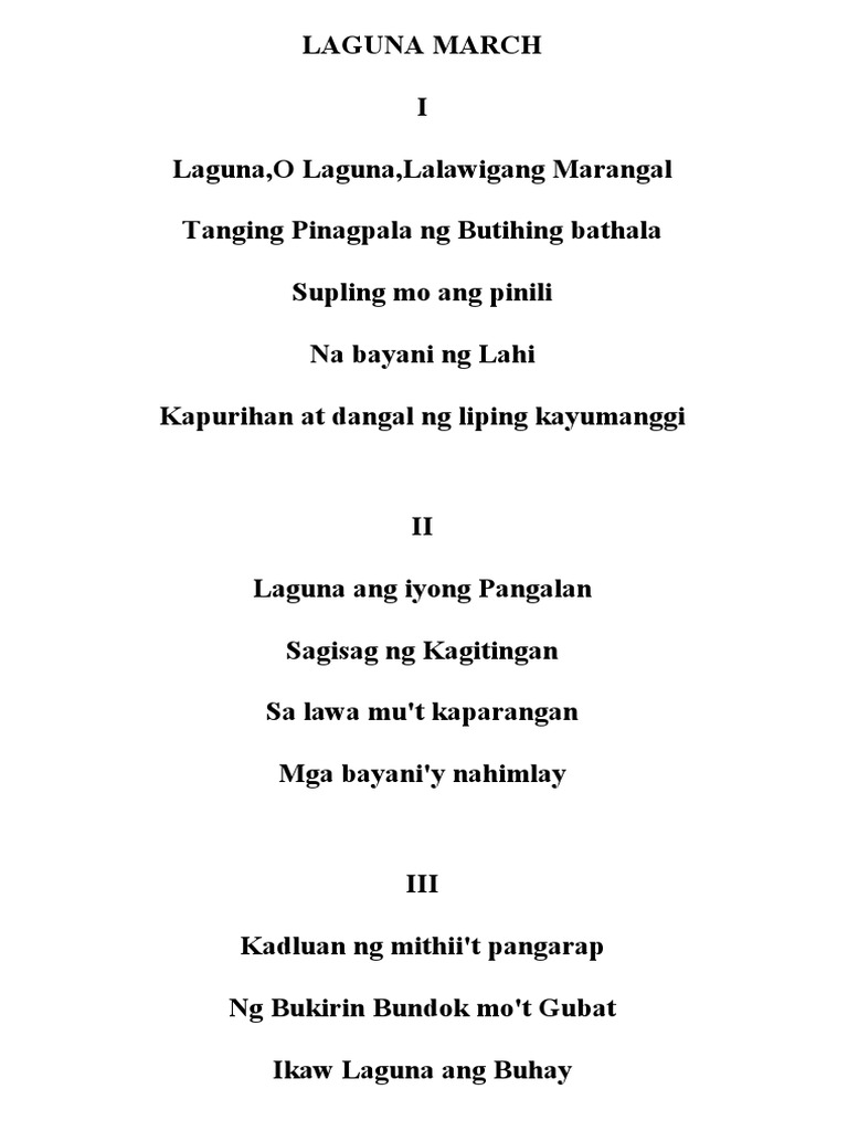 Calabarzon March Laguna March Himno NG Santa Cruz PDF