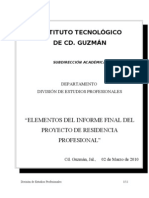 Elementos Del INFORME FINAL de Residencia Profesional