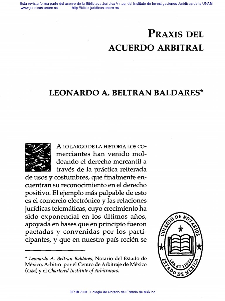 Acuerdo Arbitral Leonardo A. Beltran Baldares PDF Arbitraje México
