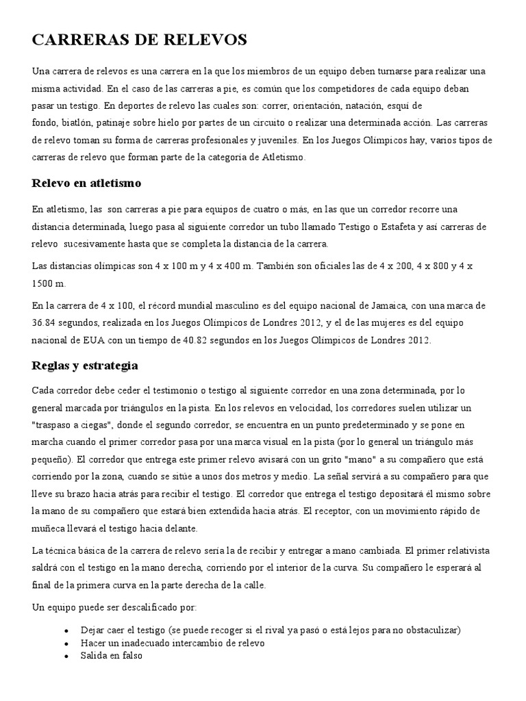 Carreras de Relevos y Vallas en Atletismo | PDF | Carreras | Deportes