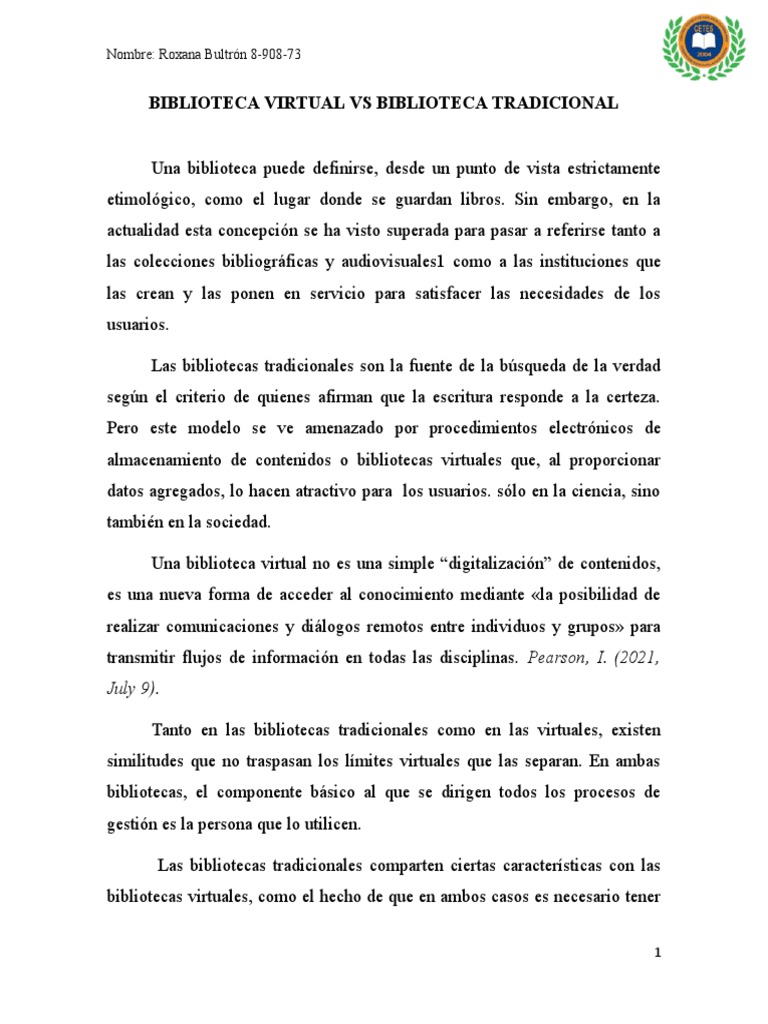Biblioteca virtual vs biblioteca tradicional pdf libreria digital
