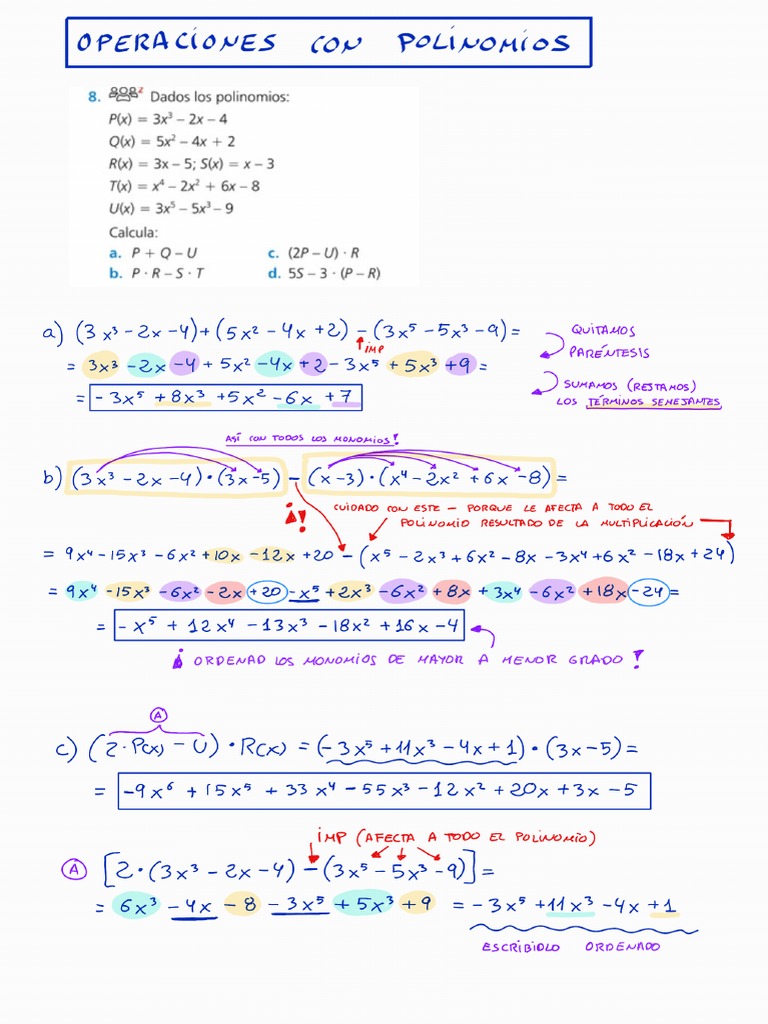 Operaciones Con Polinomios I PDF