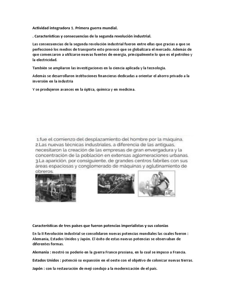 Actividad Integradora 1. Primera Guerra Mundial | PDF