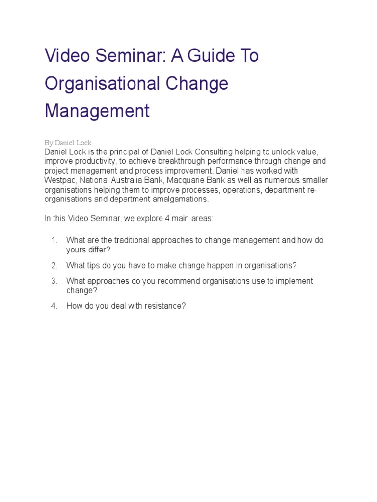 A Guide To Organisational Change Management | PDF
