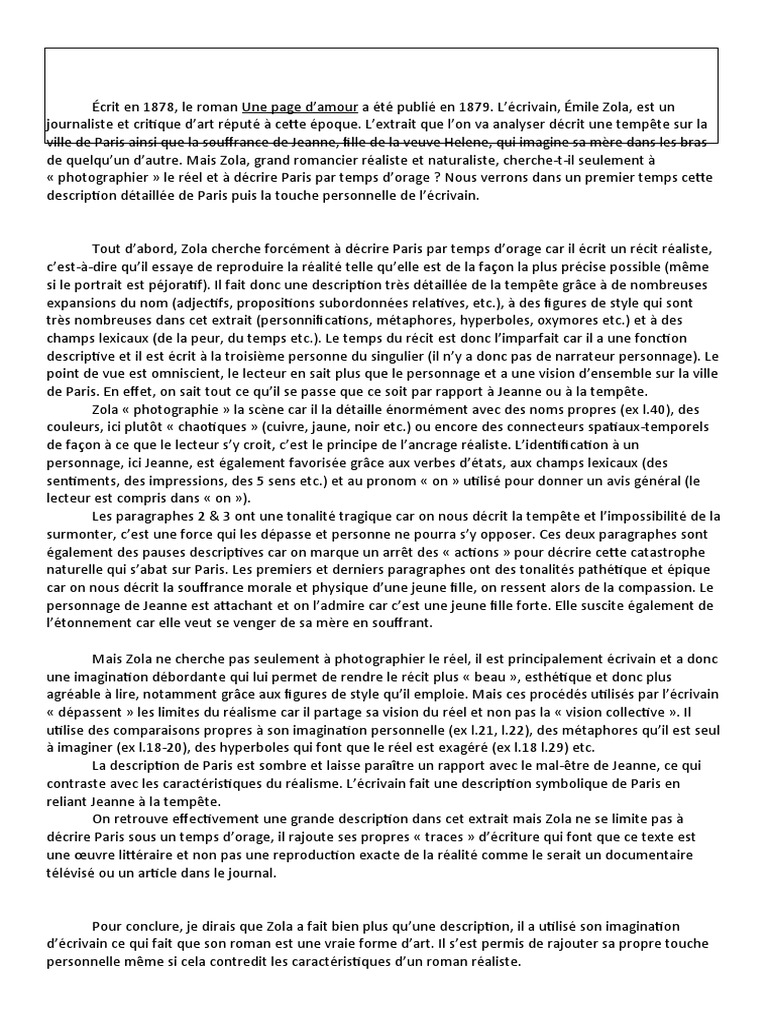 Commentaire Litteraire Zola | PDF