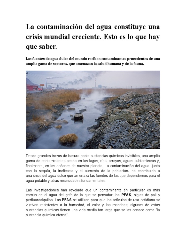 Causas de la contaminación del agua | PDF | Agua | La contaminación del ...