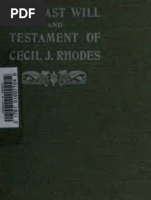 Last Will and Testament of Cecil Rhodes