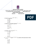 SS 1 Fmaths 1ST Ca Test First Term 2022