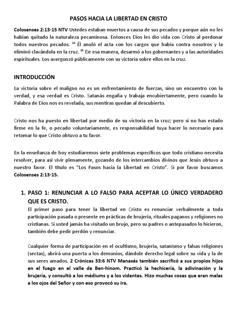 Pasos hacia la Libertad en Cristo | PDF