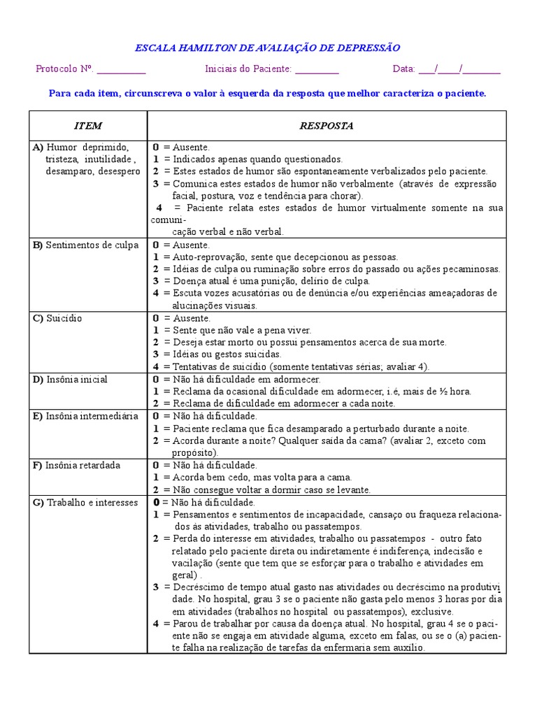 Escala hamilton de avalia o de depress o protocolo de avalia o pdf
