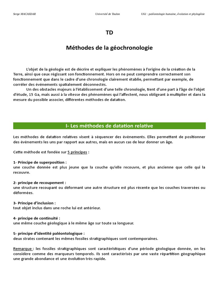 Méthodes de Datation Relative en Géologie | PDF | Sciences sociales ...