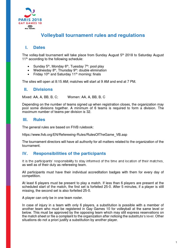 Volleyball RuleBook 2018 04 24 EN PDF Tournament Volleyball
