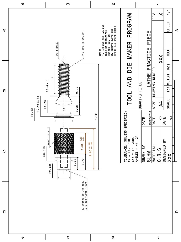 Lathe Practice Piece PDF