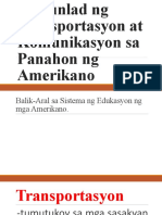 Pag-Unlad NG Transportasyon at Komunikasyon Sa P. NG Amerikano