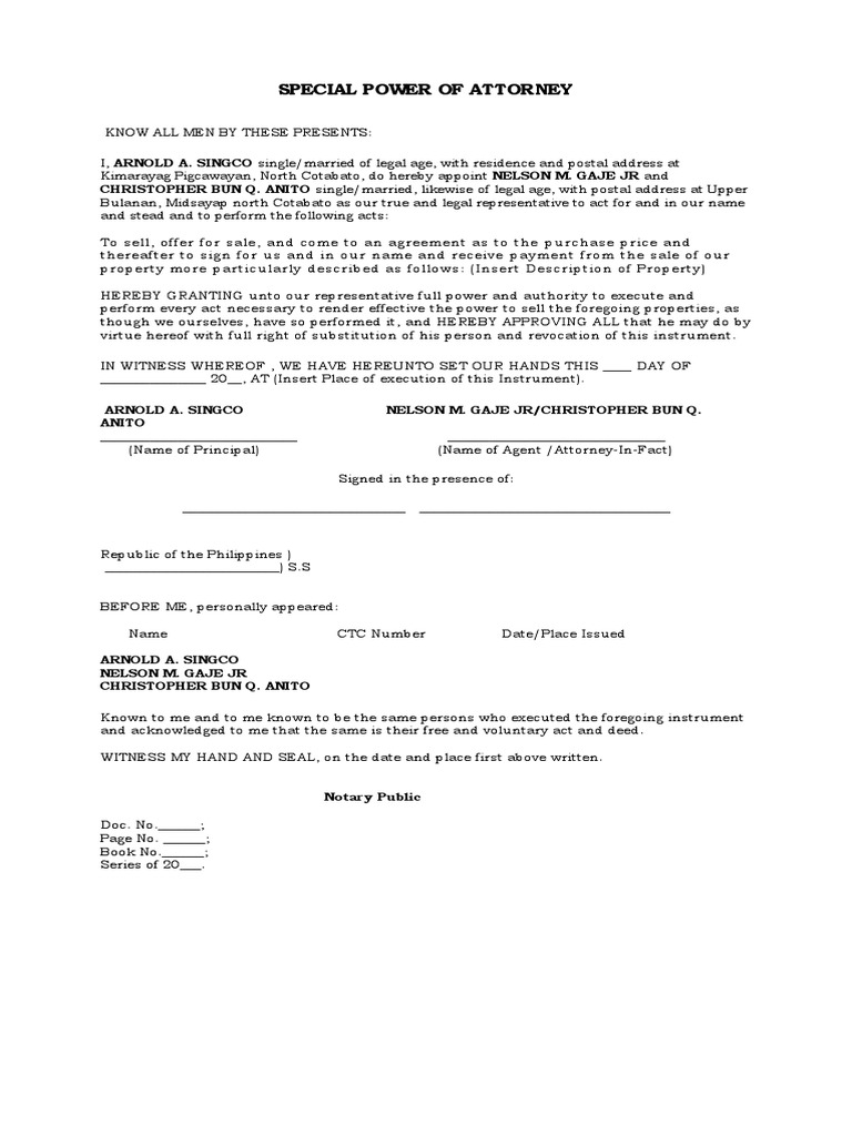 special power of attorney meaning in hindi