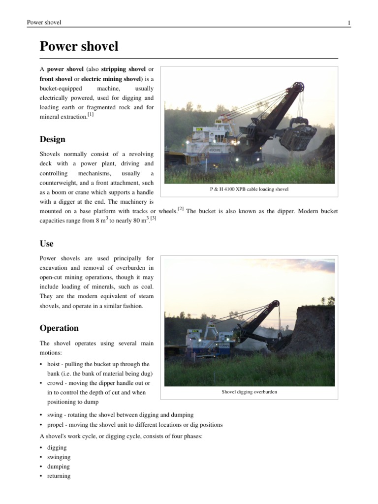 Electric Shovel Pdf Construction Equipment Industries