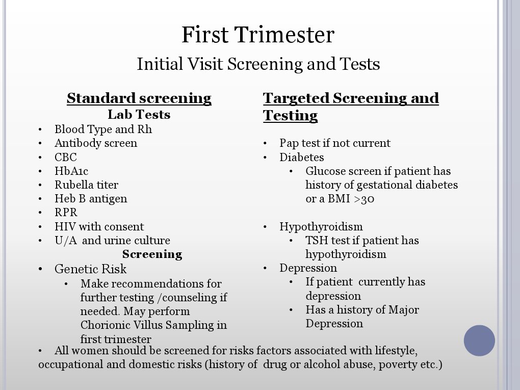 First Trimester Medical Screening Guide | PDF