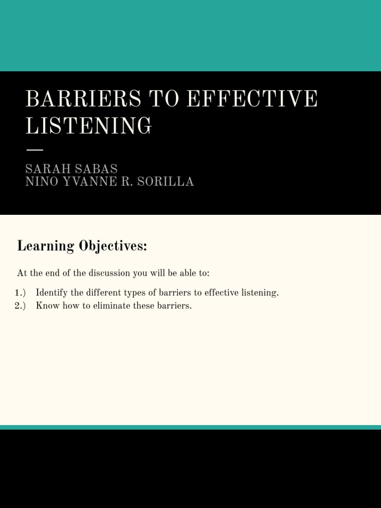BARRIERS TO EFFECTIVE COMMUNICATION CAN INCLUDE ACTIVE LISTENING visual data 2