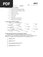 5th Grade English Test