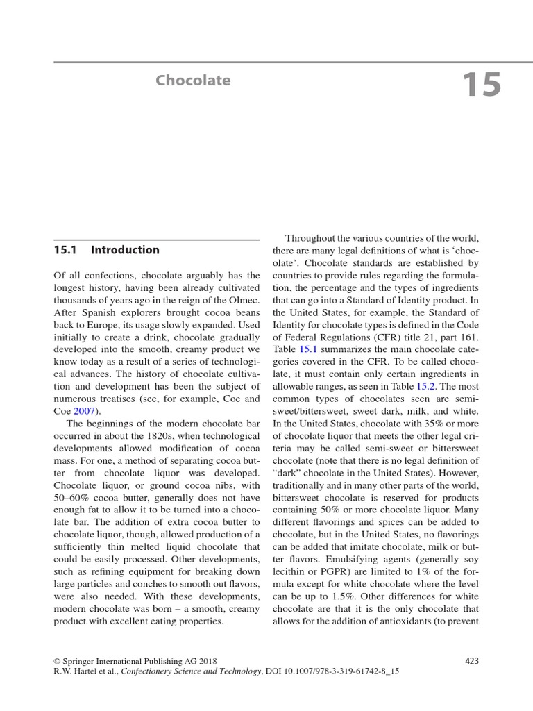 Confectionery Science and Technology Chocolate PDF Chocolate