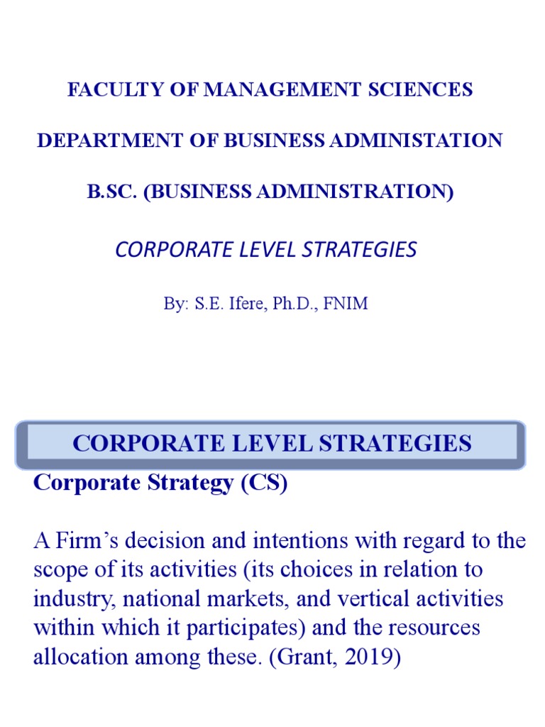 Bus411 Strategic Mgt And Bus Pol Corporate Strategy Pdf