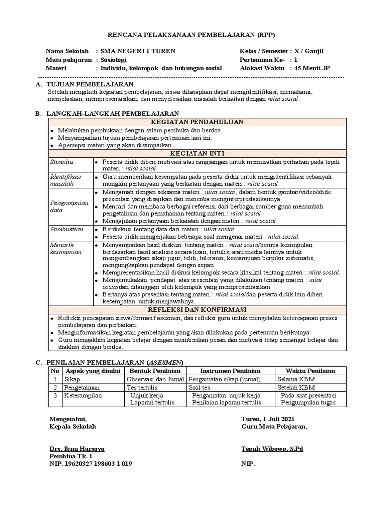 RPP 2 - Individu, Kelompok Dan Hubungan Sosial | PDF
