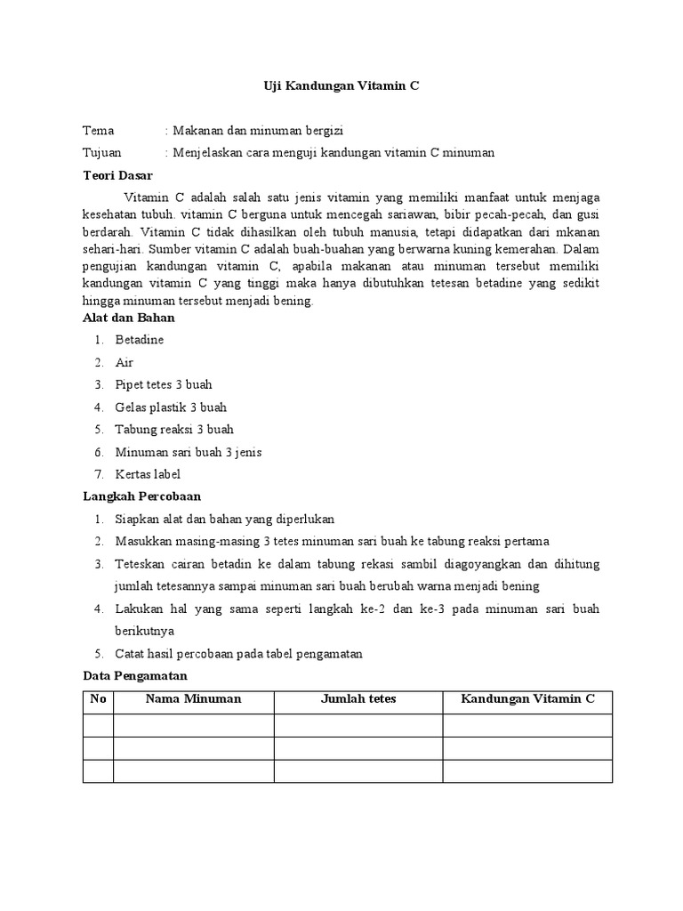 Uji Kandungan Vitamin C PDF