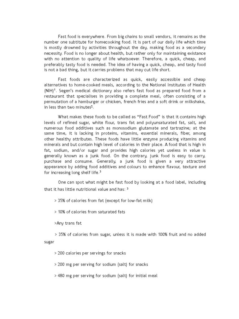 Fast Food Definition PDF